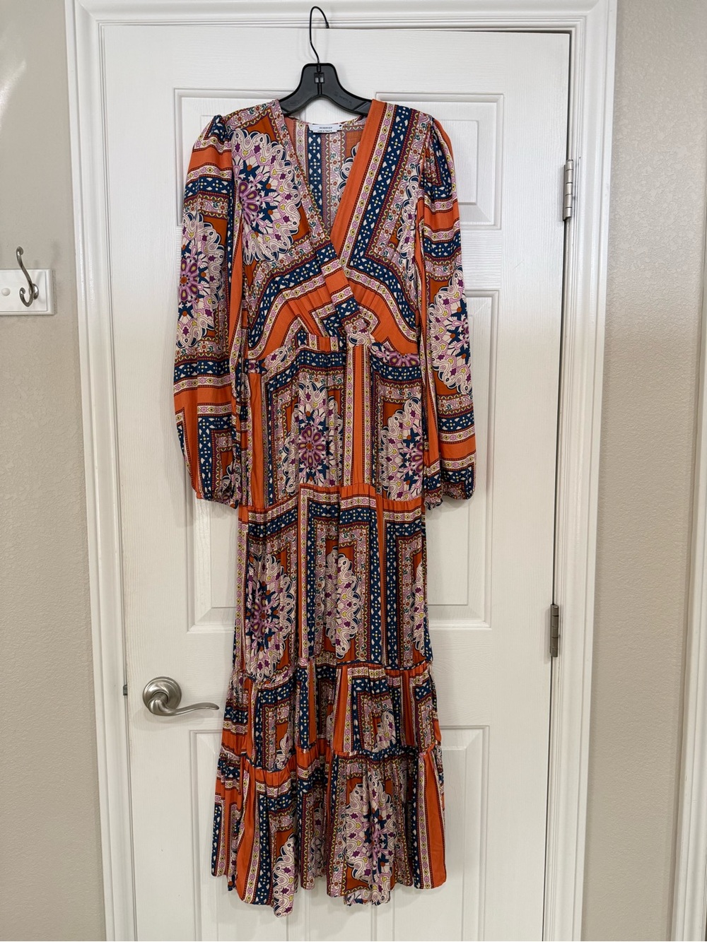 Reserved Boho Floral Patchwork Maxi Dress in Orange